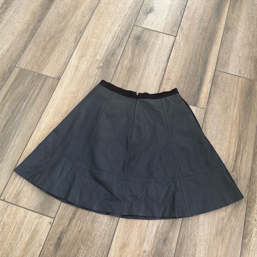 Women's Black Leather A-Line Skirt - Picture 5 of 10